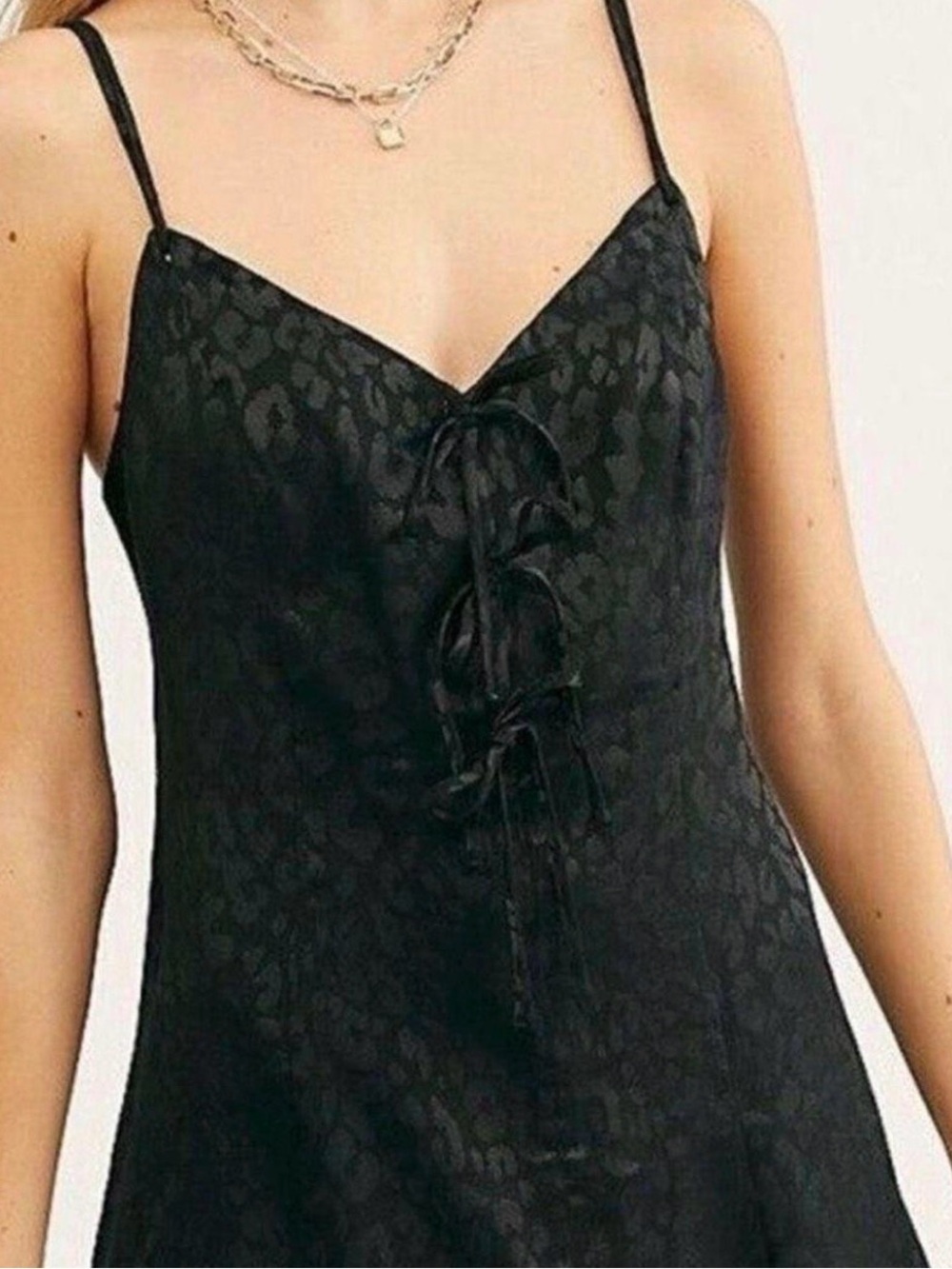 Free people Black Strapless Slip Dress with Lace-Up Front